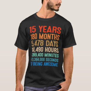 15 jaar Geweldige 15e verjaardag jongens meisjes T-shirt