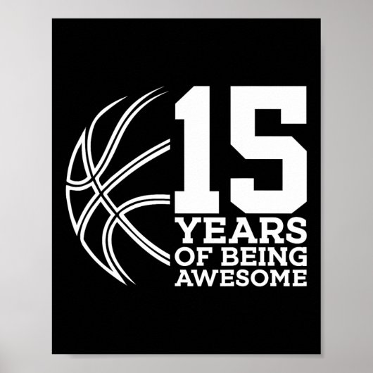 15 JAAR GEWELDIGE BASKETBAL 15E VERJAARDAG POSTER (Voorkant)
