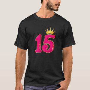 15 jaar oud, verjaardagsfeest voor meisjes. 15e t-shirt