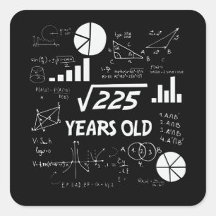 15 jaar oude Bday Geeky Wiskunde 15e verjaardagsca Vierkante Sticker