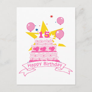 15 jaar oude Birthday Cake Briefkaart
