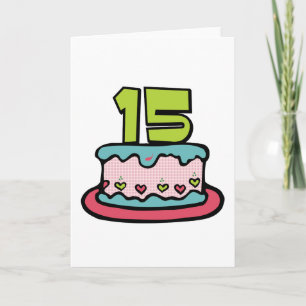 15 jaar oude Birthday Cake Kaart