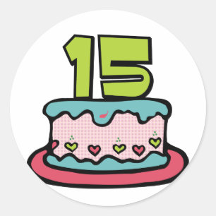 15 jaar oude Birthday Cake Ronde Sticker