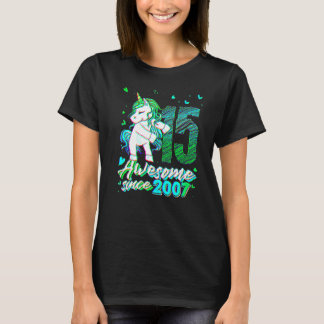 15 jaar oude eenhoorn flost 15e verjaardag eenhoor t-shirt