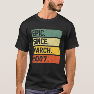 15 jaar oude Retro Birthday Gift epic sinds maart T-shirt