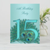 15 jaar pauw sjabloon leeftijdsnummer kaart (Staand voorkant)