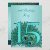 15 jaar pauw sjabloon leeftijdsnummer kaart (Voorkant / Achterkant)