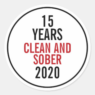 15 jaar reinigen en Sober 2020 Ronde Sticker