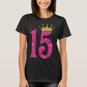 15-jarige 15e verjaardag koningin-meisjes kroon ro t-shirt