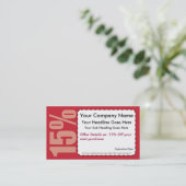 15% korting op Coupon Visitekaartje (Staand voorkant)