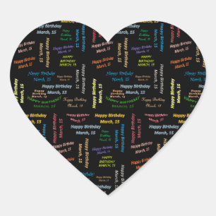 15 maart, 15-jarige ticker hart sticker