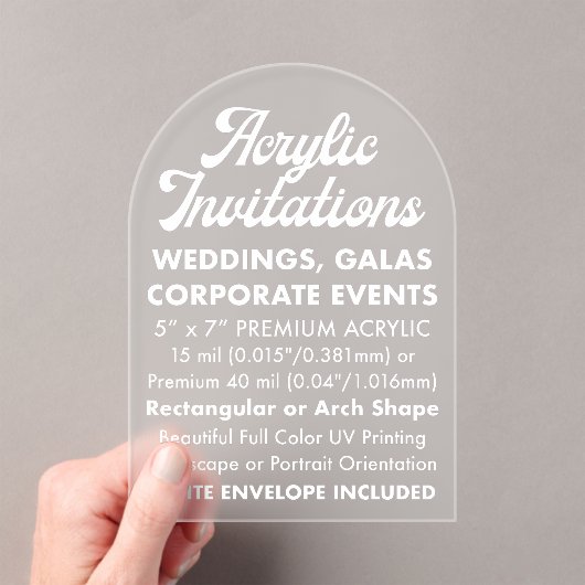 15 Mil Arché Invitation Acrylique Frosted (In situ (ordinateur de poche))