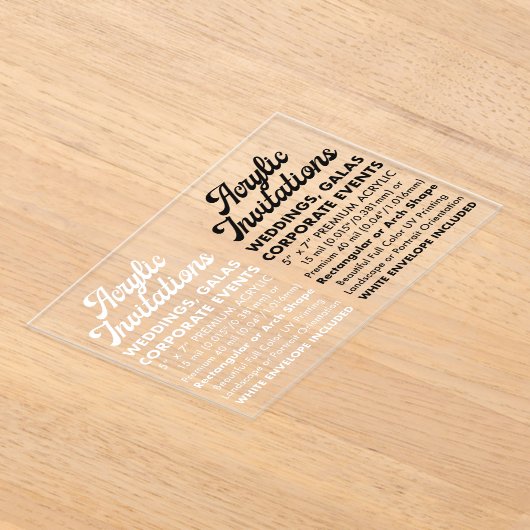 15 Mil Clear Acryl Uitnodiging (landschap) Acryl Uitnodigingen (Laagn)