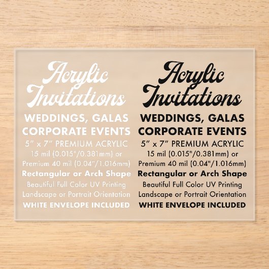 15 Mil Invitation Acrylique Gelée (Paysage) (Recto)