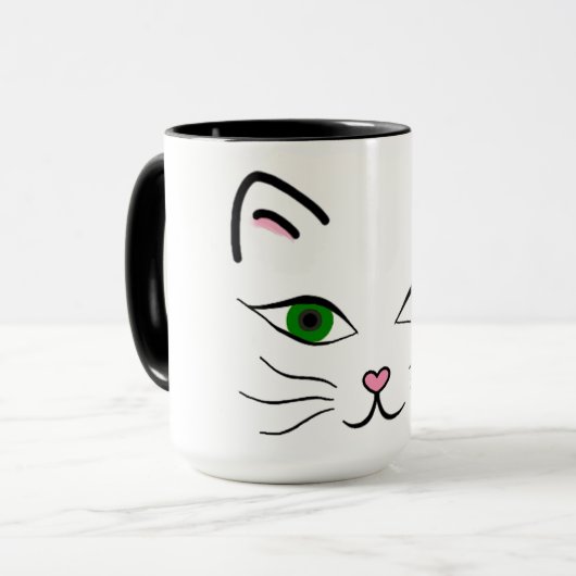 15 oz. Combo Mok - Kat gezicht (Voorkant links)