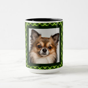 15 oz. Groene Diagonaal Geplakt Aangepaste foto-Mo Mok
