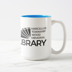15 oz Grote mok Bibliotheeklogo Blauw