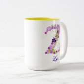 15 oz Lavande Purple Mug de café monogramme (Devant droit)