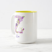 15 oz Lavande Purple Mug de café monogramme (Devant gauche)