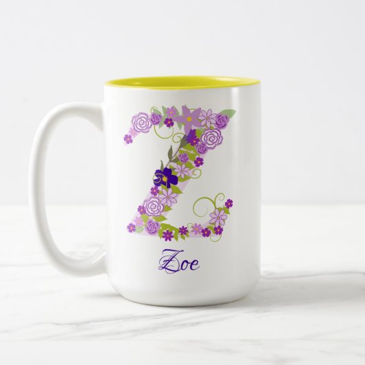 15 oz Lavande Purple Mug de café monogramme (Gauche)