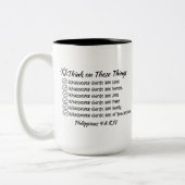 15 Oz Pensez à ces choses Mug - Philippiens 4:8 (Gauche)