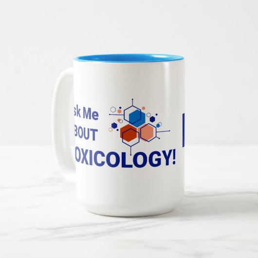 15 oz Two-Tone Mok - vraag me over toxicologie (Voorkant links)
