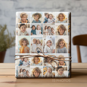 15 Photo Collage Grid - - witte achtergrond Cadeaupapier