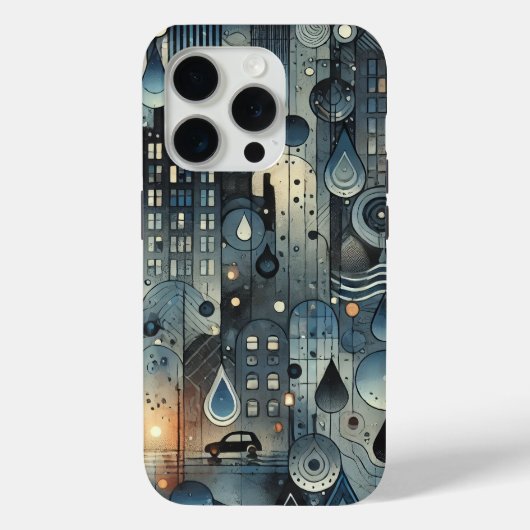 15 Pro coque iphone avec une atmosphère de ville pluvieus (Verso)
