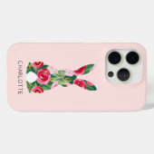 15 Pro Coque iphone de lapin floral personnalisable (Verso (horizontal))