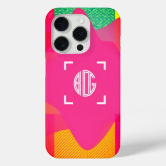 15 Pro Coque iphone de monogramme personnalisé Neon Gradi