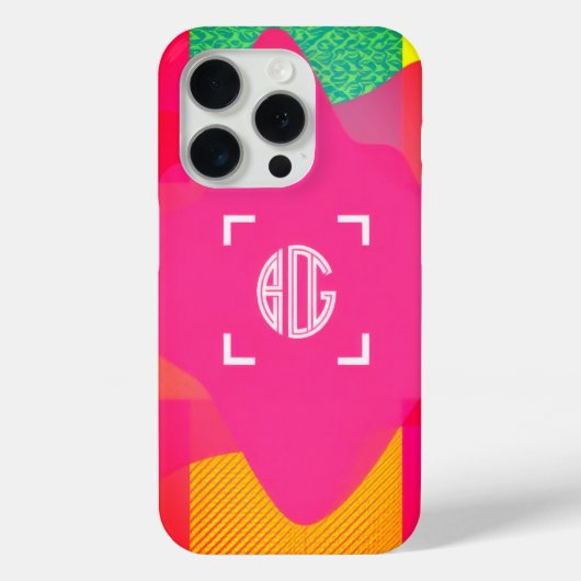 15 Pro Coque iphone de monogramme personnalisé Neon Gradi (Verso)