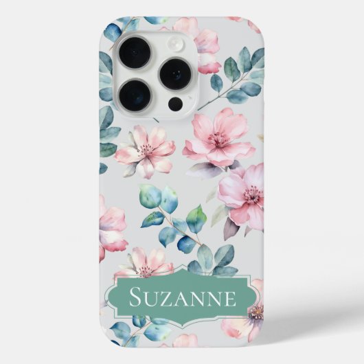 15 Pro Floral Élégant gris clair iPhone / coque ipad (Verso)