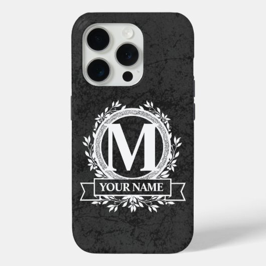 15 Pro Floral Monogramme Design Coque-Mate coque iphone (Verso)
