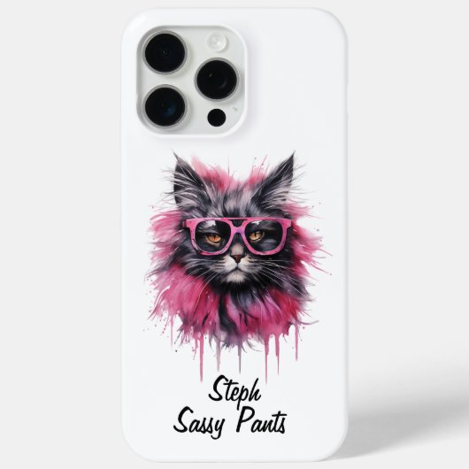 15 Pro Max Chat sophistiqué avec lunettes iPhone / coque ipad (Verso)