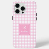15 Pro Max Coque iPhone carreaux rose moderne – Accent nom tr (Verso)
