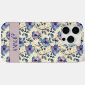15 Pro Max Coque iPhone Fleurs Bleues et Roses (Verso (horizontal))