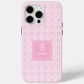 15 Pro Max Coque iPhone Moderne à Carreaux Roses avec Nom Per (Verso)