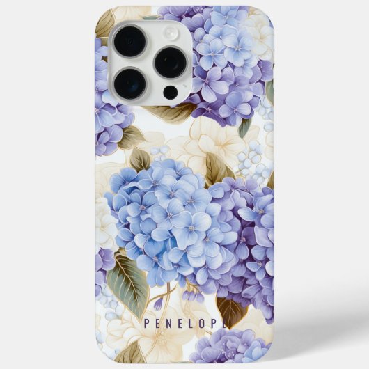 15 Pro Max Coque iphone personnalisé Purple Blue hydrangea (Verso)