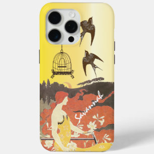 15 Pro Max Coque iphone vintage de vélos à cage pour oiseaux