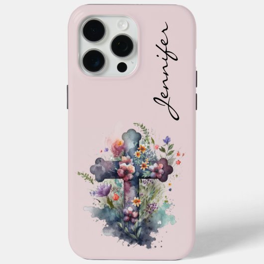 15 Pro Max Fleur personnalisée coque iphone chrétien (Verso)