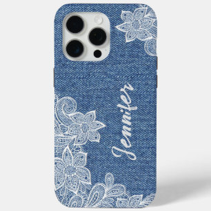 15 Pro Max Personnalisé Blue Jean Lace iPhone / coque ipad