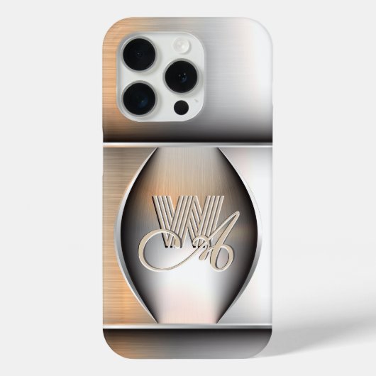15 Pro Monogramme en acier brossé brillant iPhone / coque (Verso)