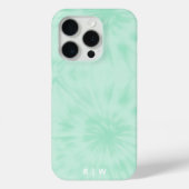 15 Pro Teint | Pastel Mint Green Monogram coque iphone (Verso)