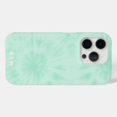 15 Pro Teint | Pastel Mint Green Monogram coque iphone (Verso (horizontal))