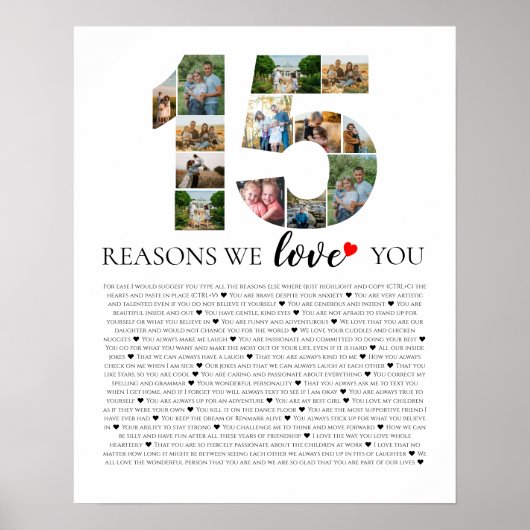 15 raisons pour lesquelles je t'aime Affiche de mo (Devant)