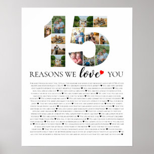 15 Redenen Waarom Ik Van Je Hou Fotomontage Poster