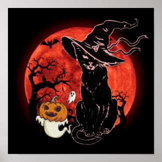 15 Retro Halloween Horror Zwarte Kat Heks Kostuum Poster