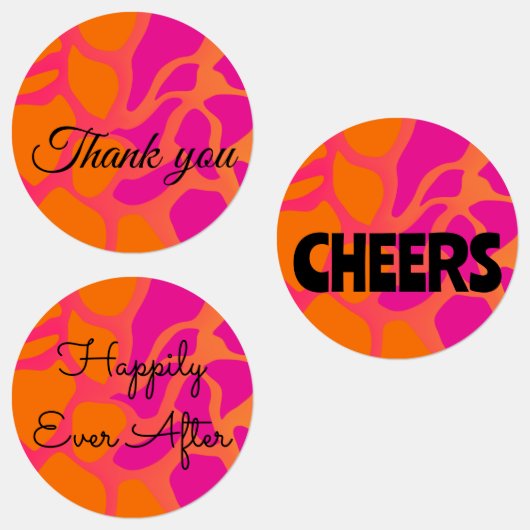 15-set Sinaasappel en Hot Pink Gradient Assorted Labels (Groep)