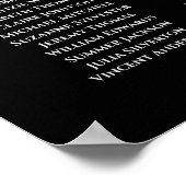 15 Tabel Elegant Black Wedding Seating Chart Poster (Hoek)