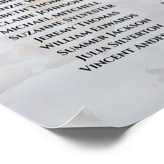 15 Tabel White Reflections Wedding Seating Chart Poster (Hoek)